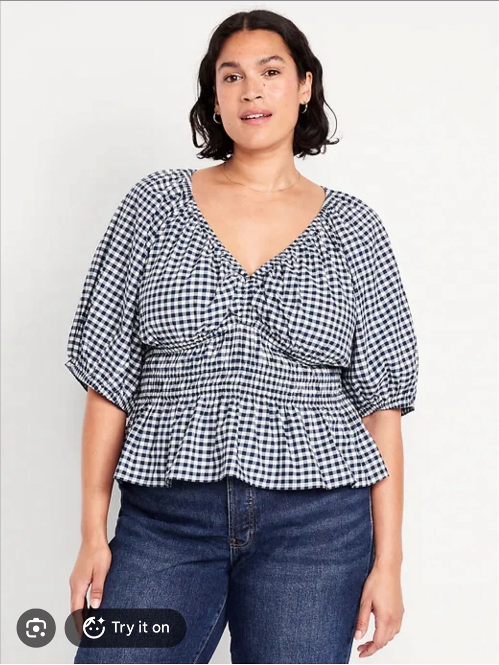 Old Navy Smocked Gingham Top XXL